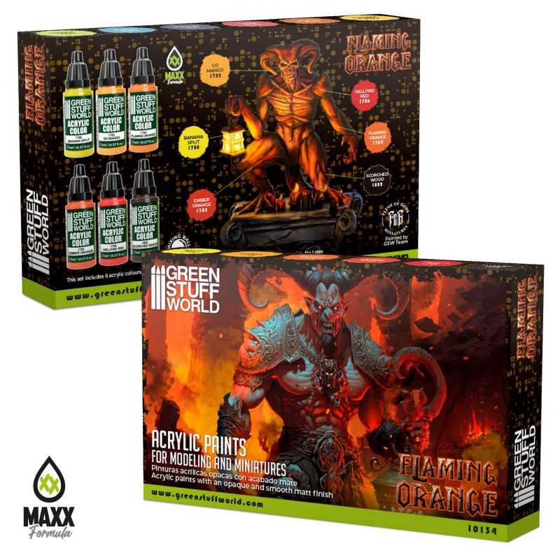 GREEN STUFF WORLD 10134 Flaming Orange Paint Set - ALEV BOYAMA SETİ