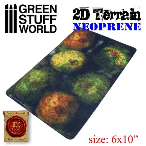 GREEN STUFF WORLD 2089 2D NEOPRENE TERRAİN – FOREST WİTH 6 TREES