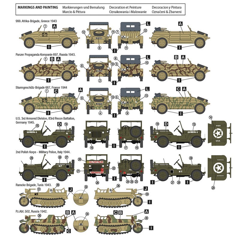 HOBBY 2000 72705 1/72 WWII Light Military Vehicles Set Askeri Araçlar Seti Maketi