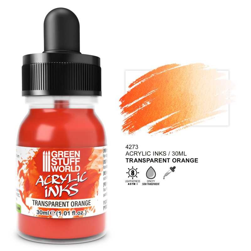 GREEN STUFF WORLD 4273 Transparent Acrylic Ink Orange - Transparan Akrilik Mürekkep Turuncu