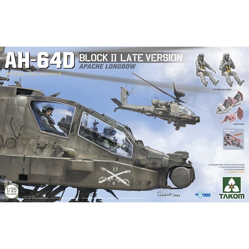 TAKOM 2608 1/35 AH-64D Attack Helicopter Apache Longbow Block II Late Version Saldırı Helikopteri Maketi