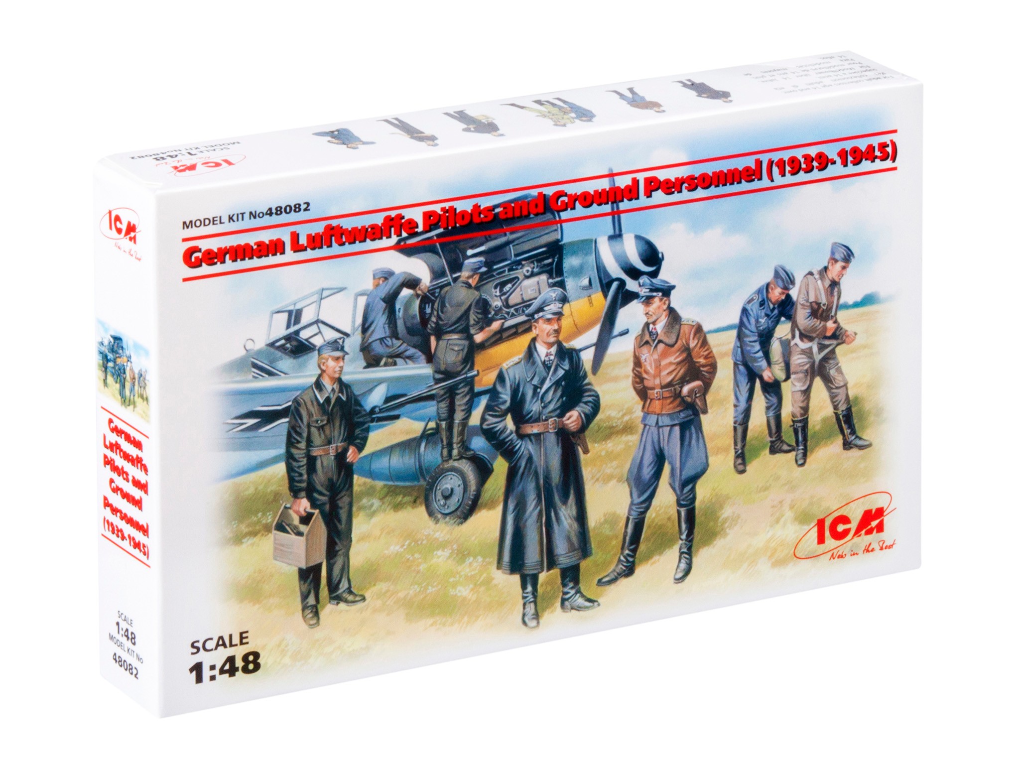 ICM 48082 1/48 German Luftwaffe Pilots and Ground Personnel (1939-1945)  (7 figures - 3 pilots, 4 mechanics) FİGÜR MAKETİ