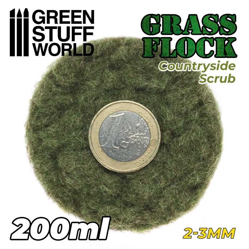 GREEN STUFF WORLD 11145 Static Grass Flock 2-3mm - COUNTRYSIDE SCRUB - 200 ml 