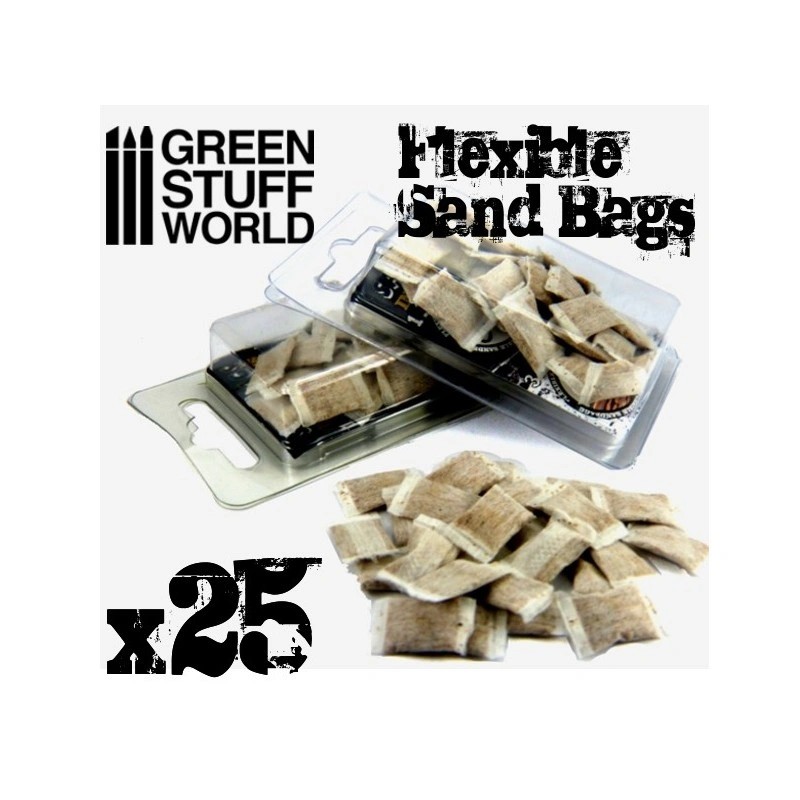 GREEN STUFF WORLD 9215 flexible SANDBAGS x25 - ŞEKİLLENDİRİLEBİLİR KUM ÇUVALLARI