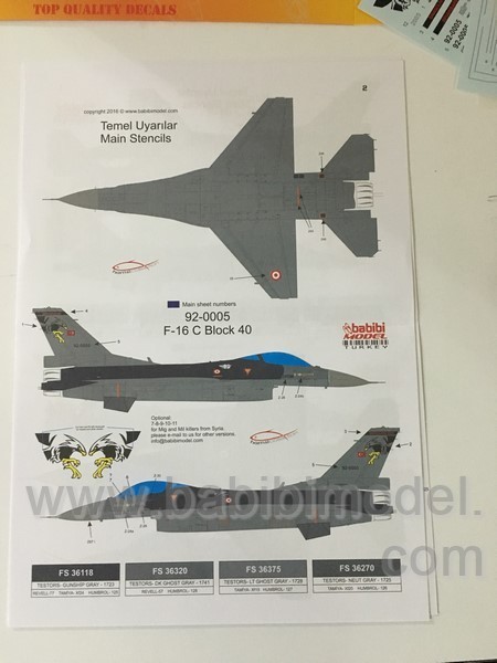 BABİBİ MODEL DDT - 01019 1/48 F-16 C/D TÜRK HAVA KUVVETLERİ YENİ KUYRUKLAR DEKAL SETİ