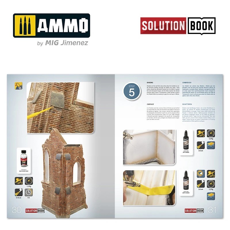 AMMO MIG 6510 How to Paint Brick Buildings. Colors & Weathering System Solution Book (Multilingual) BİNA BOYAMA TEKNİKLERİ KİTABI