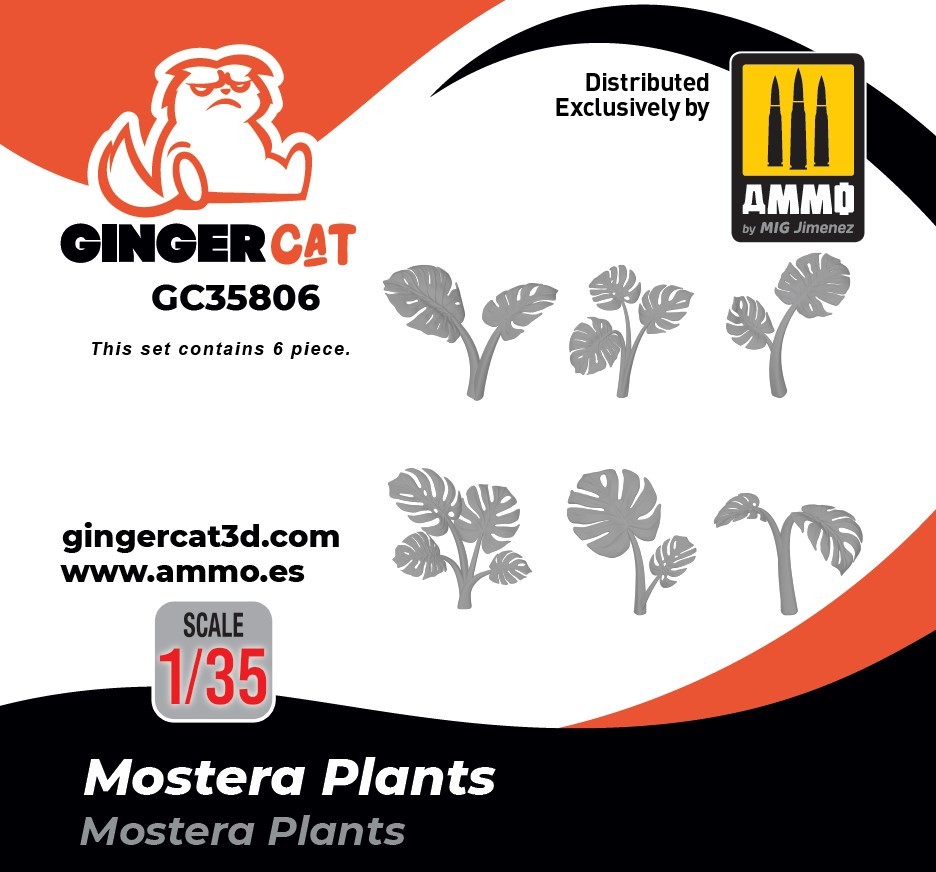 Ginger Cat 35806 1/35 Mostera Plants (6pcs) Reçine Detay Seti