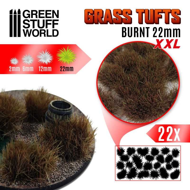 GREEN STUFF WOLRD 11453 Grass TUFTS XXL 22mm self-adhesive BURNT - 22MM YANMIŞ ÇİM ÖBEĞİ
