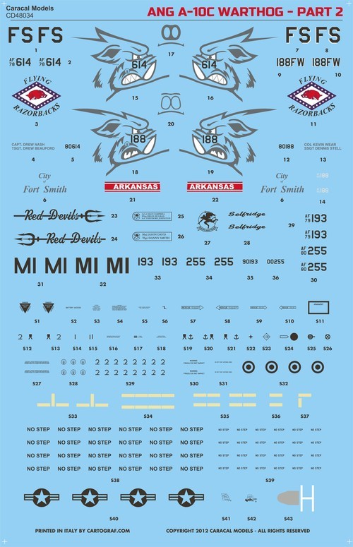 CARACAL MODELS 48034 1/48 Air National Guard A-10C Warthog Part 2 SAVAŞ UÇAĞI MAKETİ İÇİN DEKAL SETİ