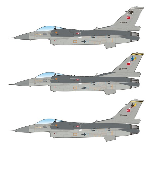 CARACAL MODELS 48006 TÜRK HAVA KUVVETLERİ BÖLÜM 1 F-16 C/D SAVAŞ UÇAĞI MAKETİ İÇİN DEKAL SETİ