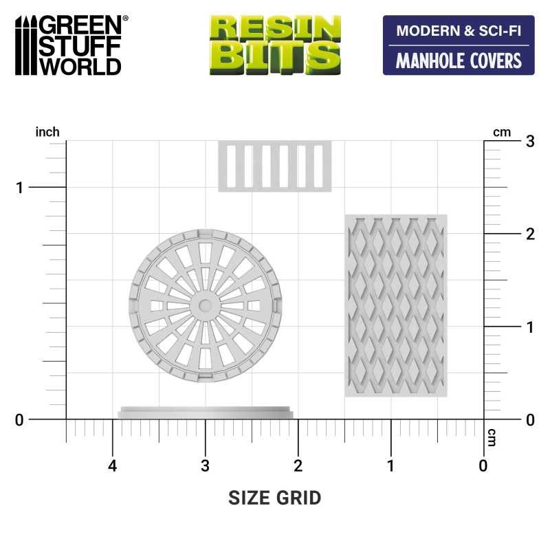 GREEN STUFF WORLD 13637 3D printed set - Manhole Covers RÖGAR KAPAKLARI