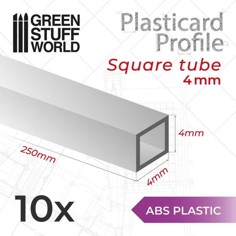 GREEN STUFF WORLD 9118 ABS Plasticard Profile SQUARED TUBE 4 mm - 4 mm Kare Tüp ABS Plastik Profil 10 Adet