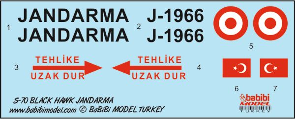 BABİBİ MODEL DBT - 01224 1/48 S-70 JANDARMA KARA ŞAHİN DEKAL SETİ