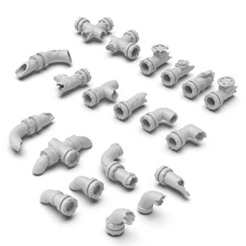 GREEN STUFF WORLD 13303 3D printed set - Damaged Pipes HASARLI BORULAR