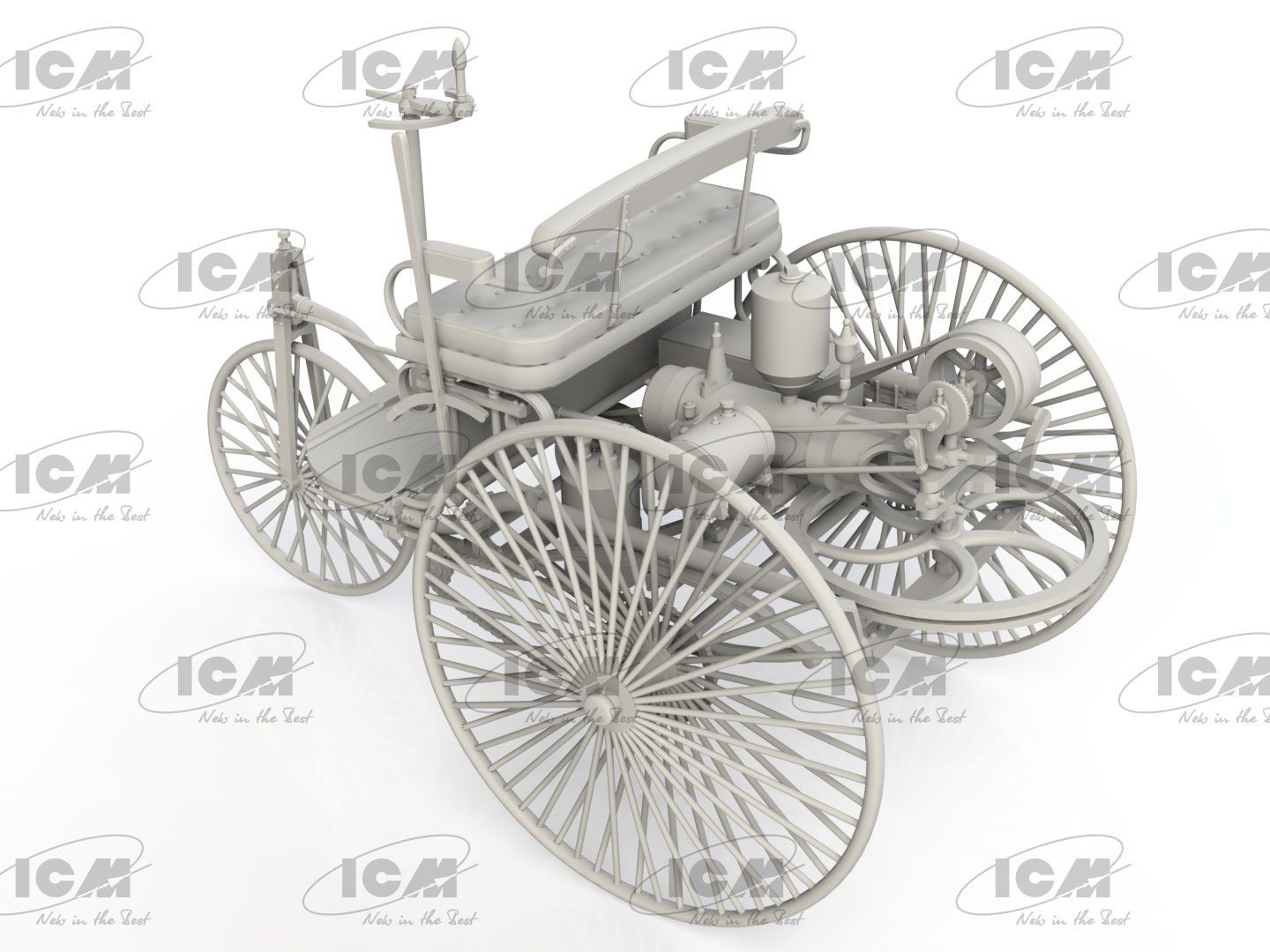 ICM 24042 1/24 BENZ PATENT - MOTORWAGEN 1886 ÜÇ TEKERLİ KOLAY BİRLEŞİM ARABA MAKETİ