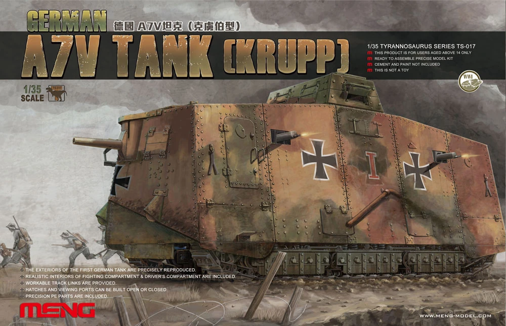 MENG TS-017 1/35 GERMAN A7V TANK (KRUPP) ALMAN TANK MAKETİ
