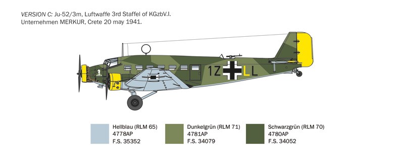 ITALERI 0102 1/72 Junker Ju-52/3m SAVAŞ UÇAĞI MAKETİ