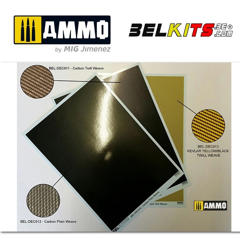 BELKITS DECAL 012 1/24 Carbon Plain Weave (A5 size sheet) - KARBON DESENLİ ISLAK ÇIKARTMA