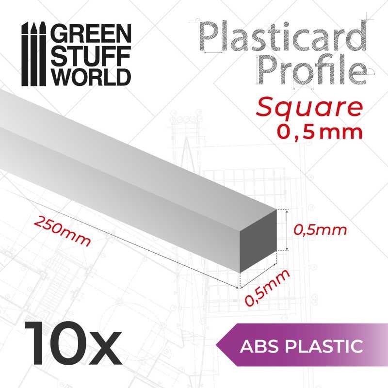 GREEN STUFF WORLD 9233 ABS Plasticard Profile SQUARED ROD 0,5mm - 0,5 mm Kare ABS Plastik Profil 10 Adet