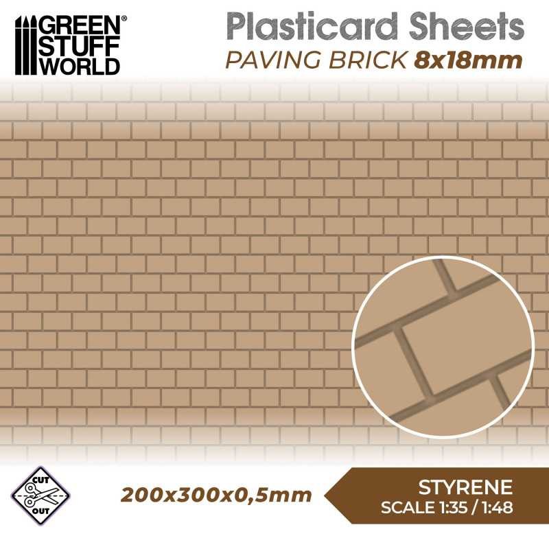 GREEN STUFF WORLD 5056 Plasticard Paving Brick 8x18mm - Tuğla Kaldırım Plastik Levha 8x18mm