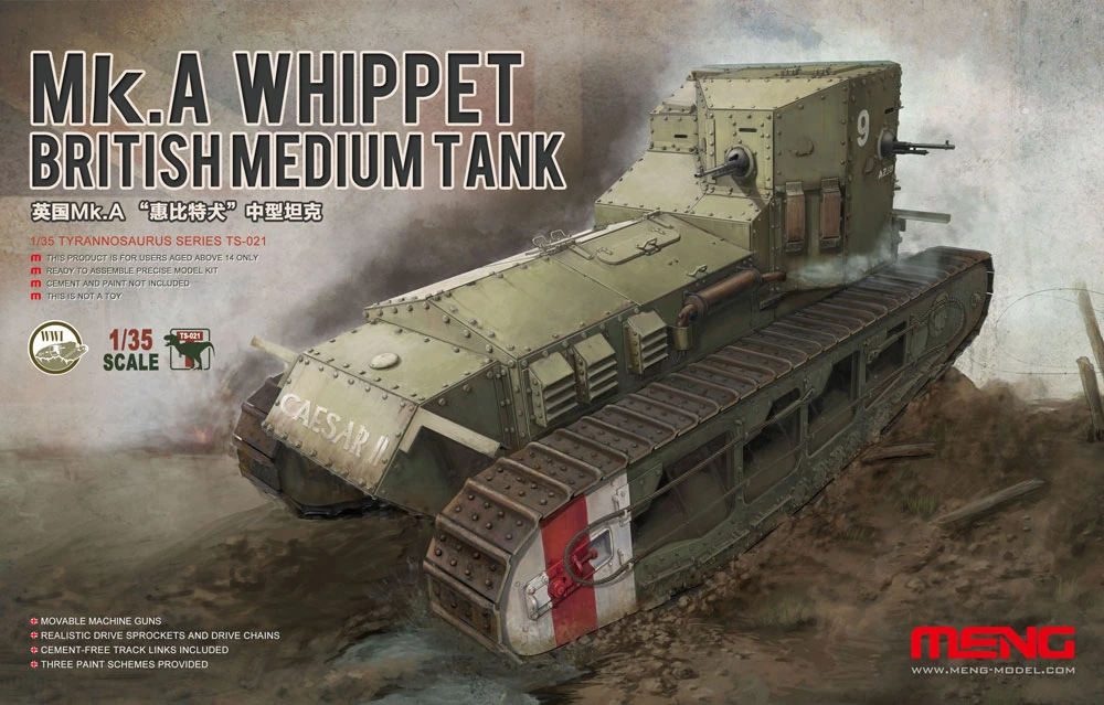 MENG TS-021 1/35 BRITISH MEDIUM TANK MK.A WHIPPET İNGİLİZ TANK MAKETİ