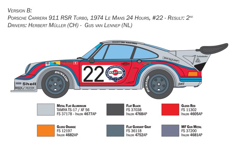 ITALERI 3625 1/24 Porsche Carrera RSR Turbo YARIŞ ARABASI MAKETİ