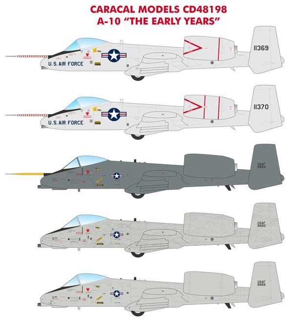 CARACAL MODELS 48198 1/48 A-10 "Warthog" - The Early Years SAVAŞ UÇAĞI MAKETİ İÇİN DEKAL SETİ