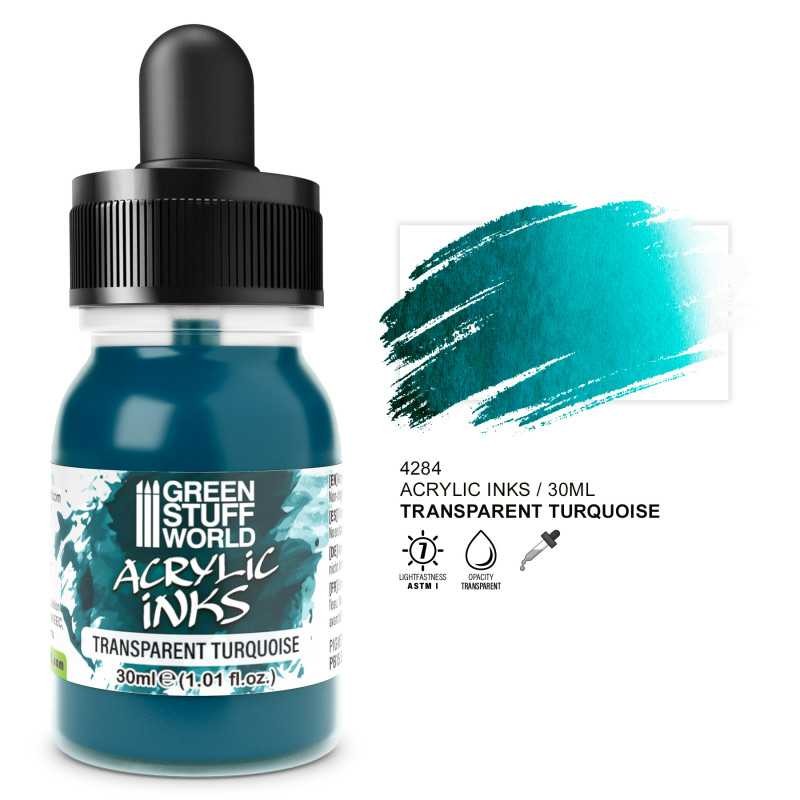 GREEN STUFF WORLD 4284 Transparent Acrylic Ink Turquoise - Transparan Akrilik Mürekkep Turkuaz