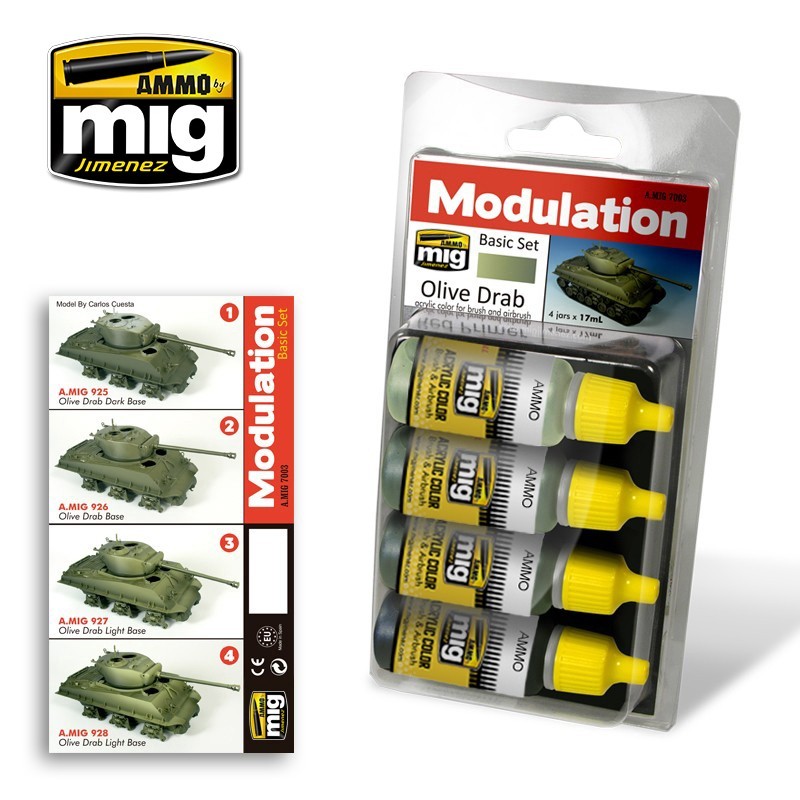 AMMO MIG 7003 Olive Drab Modulation Set ZEYTİN YEŞİLİ ARAÇLAR BOYA SETİ