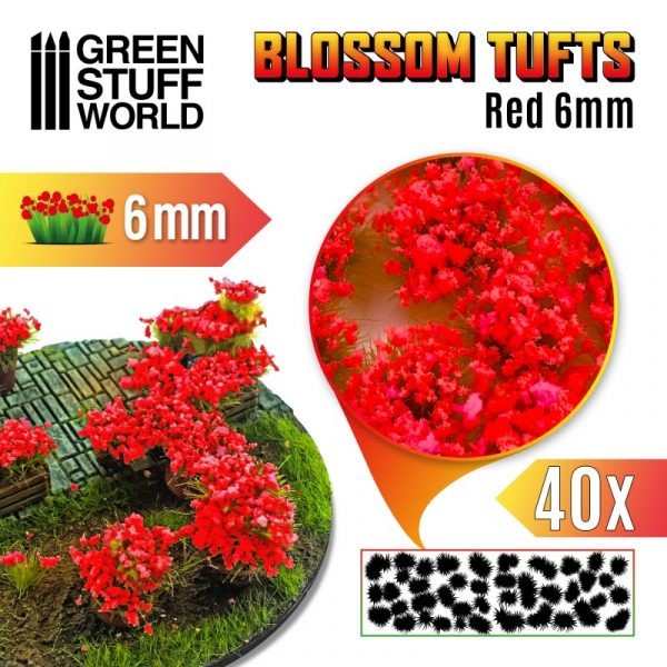 GREEN STUFF WORLD 9280 BLOSSOM TUFTS 6MM SELF-ADHESİVE RED FLOWERS – 6MM KIRMIZI ÇİÇEKLER