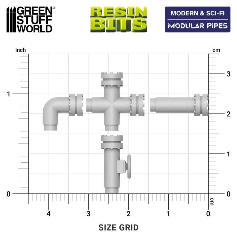 GREEN STUFF WORLD 13304 3D printed set - Modular pipes MODÜLER BORULAR