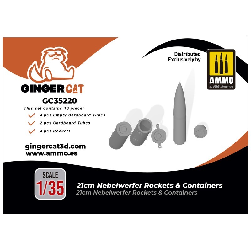 Ginger Cat 35220 1/35 21cm Nebelwerfer Rockets & Containers (10pcs) Reçine Detay Seti