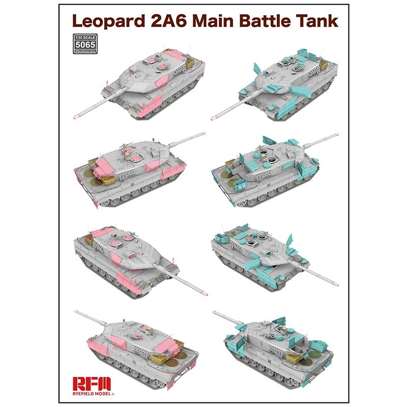 RYE FIELD MODELS 5065 1/35 Leopard 2A6 Main Battle Tank with workabletrack links (without interior) TANK MAKETİ
