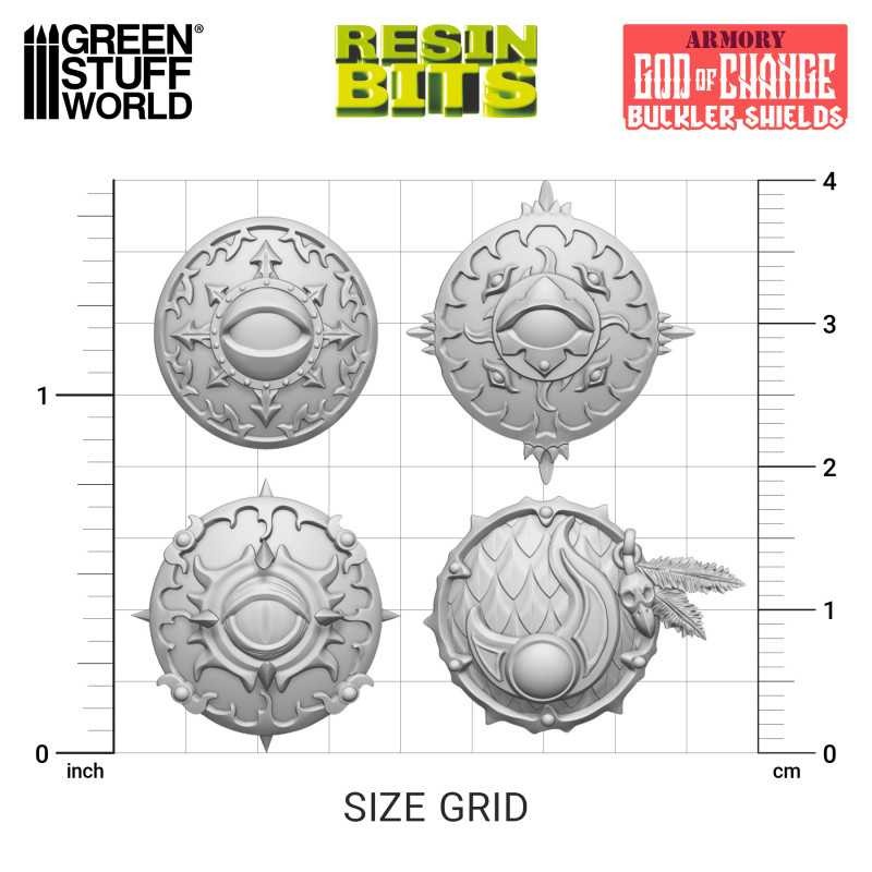 GREEN STUFF WORLD 13190 God of Change Bucklers 3D Printed Set