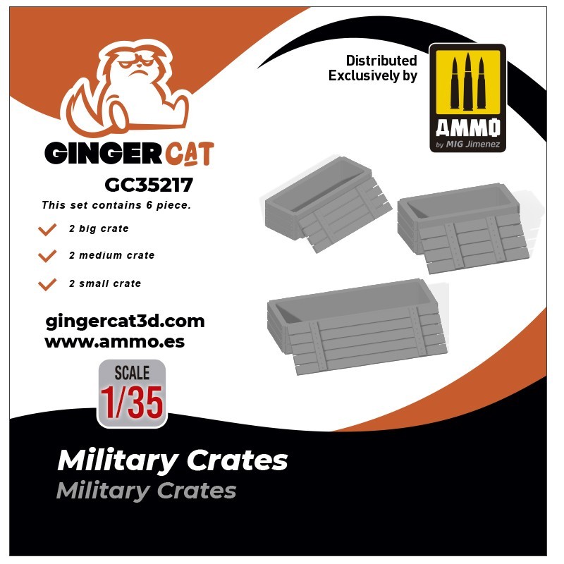 Ginger Cat 35217 1/35 Military Crates (6pcs) Reçine Detay Seti
