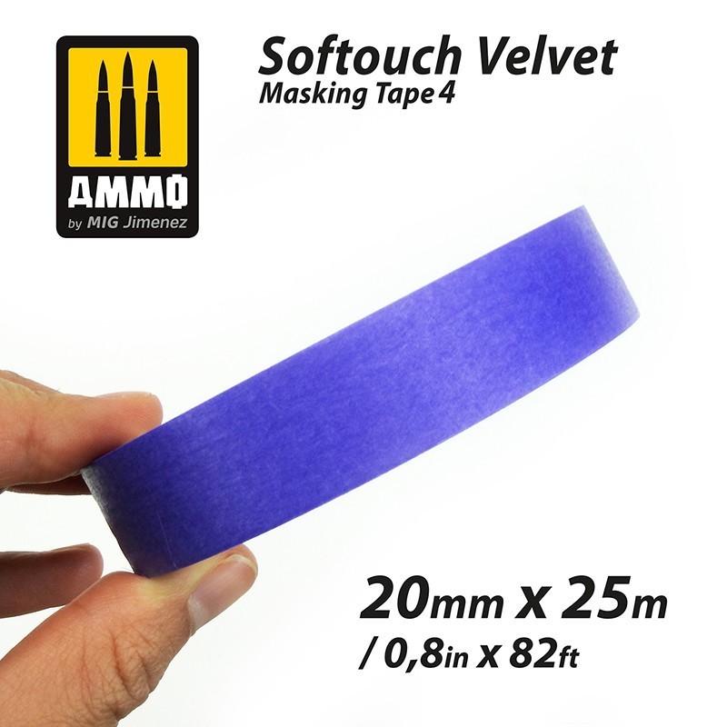 AMMO MIG 8243 SOFTOUCH VELVET MASKING TAPE 4 (20mm X 25M) YUMUŞAK KADİFE DOKULU MASKELEME BANTI