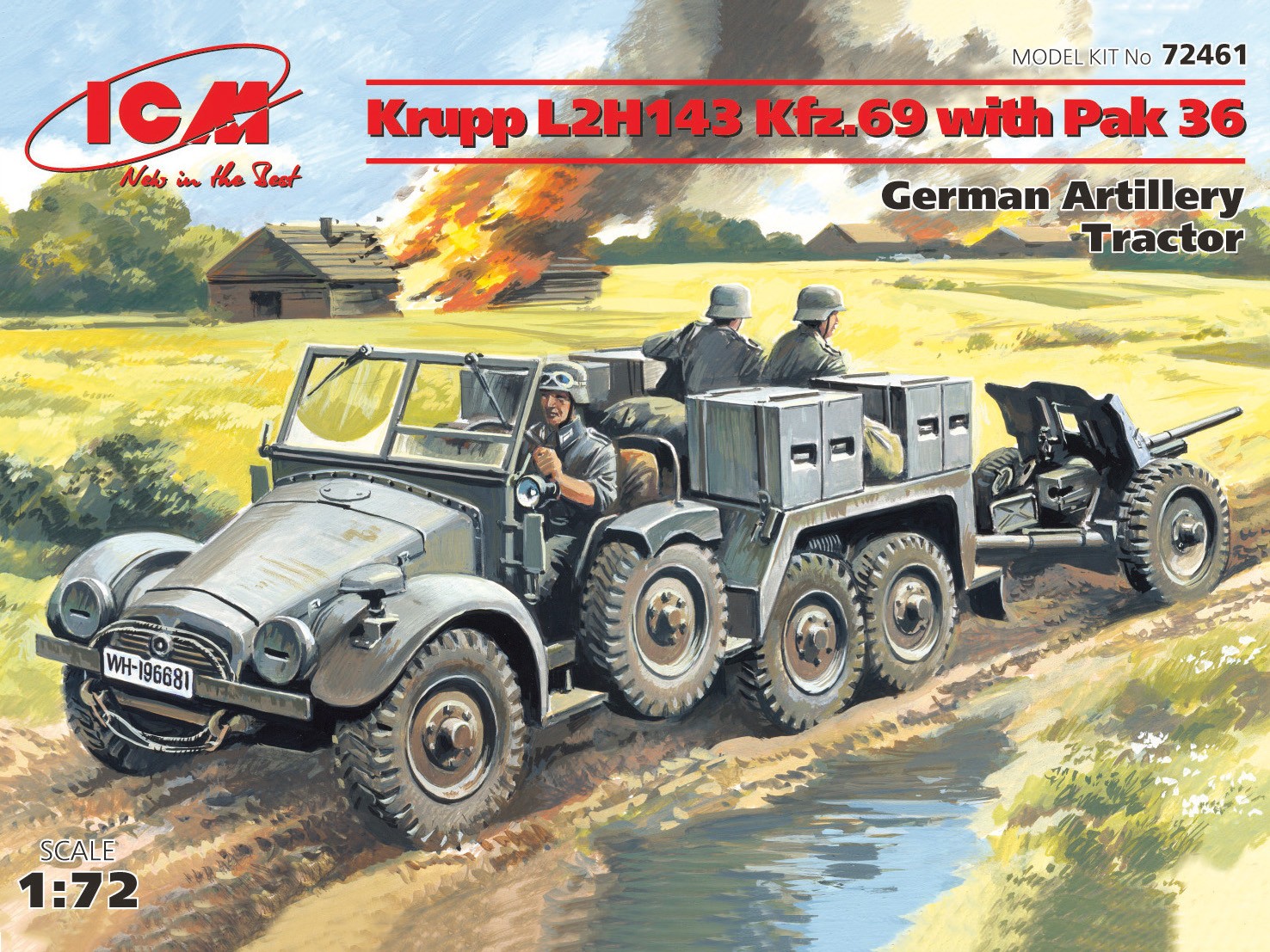 ICM 72461 1/72 KRUPP L2H143 Kfz.69 with PAK 36 ASKERİ ARAÇ MAKETİ