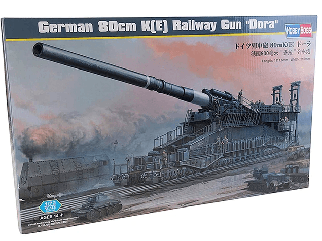 HOBBYBOSS 82911 1/72 German 80cm K(E) Railway Gun "Dora" ALMAN RAY ÜSTÜ TOP MAKETİ