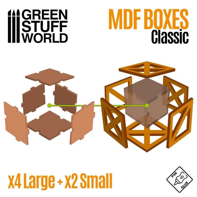 GREEN STUFF WORLD 10298 MDF Classic Wood Crates - KLASİK MDF TAHTA KUTULAR 6 ADET