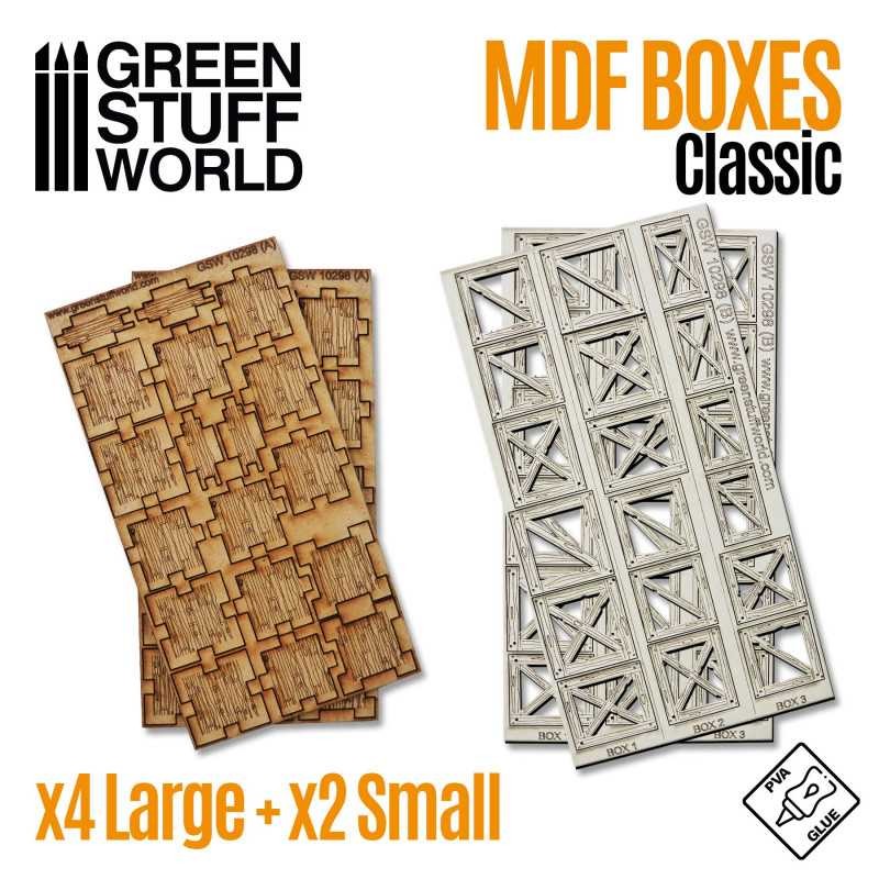 GREEN STUFF WORLD 10298 MDF Classic Wood Crates - KLASİK MDF TAHTA KUTULAR 6 ADET