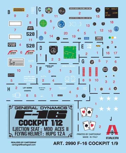 ITALERI 2990 1/12 F-16 COCKPIT SAVAŞ UÇAĞI KOKPİT MAKETİ