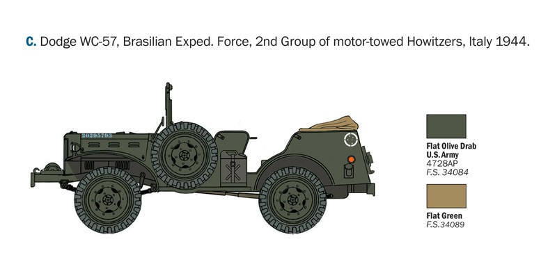 ITALERI 0228 1/35 Dodge WC-56/57 Command Car ASKERİ KARA ARACI MAKETİ