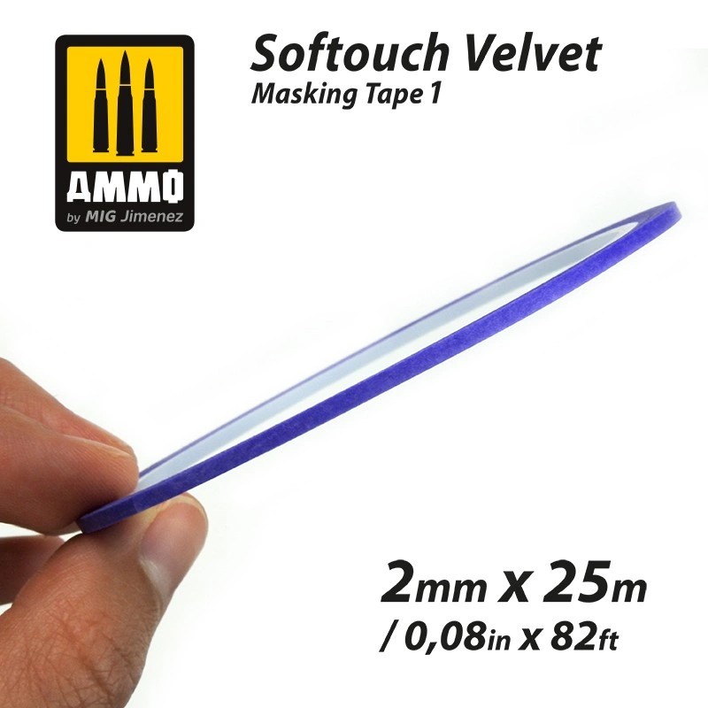 AMMO MIG 8240 SOFTOUCH VELVET MASKING TAPE 1 (2mm X 25M) YUMUŞAK KADİFE DOKULU MASKELEME BANTI