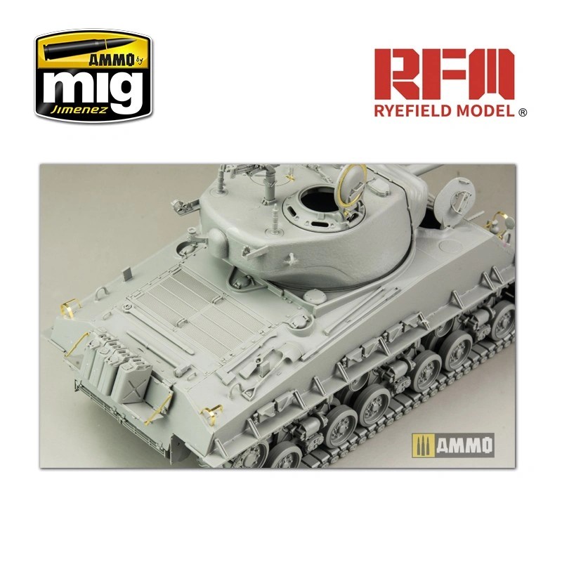 RYE FIELD MODELS 5028 1/35 SHERMAN M4A3E8 W/ WORKABLE TRACK LINKS TANK MAKETİ