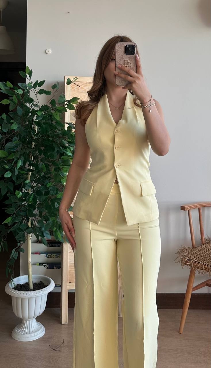 Yelek Pantolon Takım - Sarı