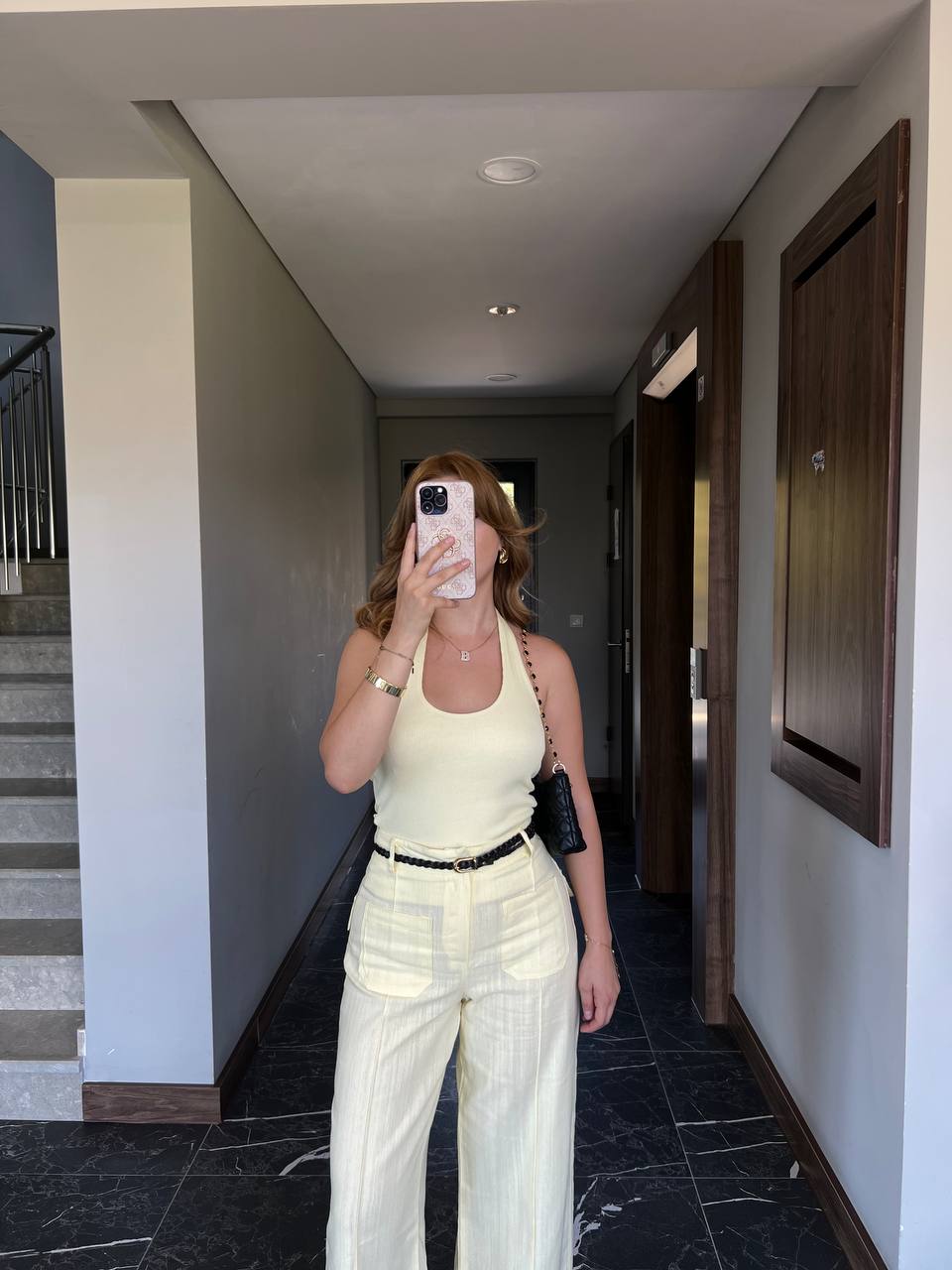 Boyundan Geçmeli Fitilli Bluz - Sarı