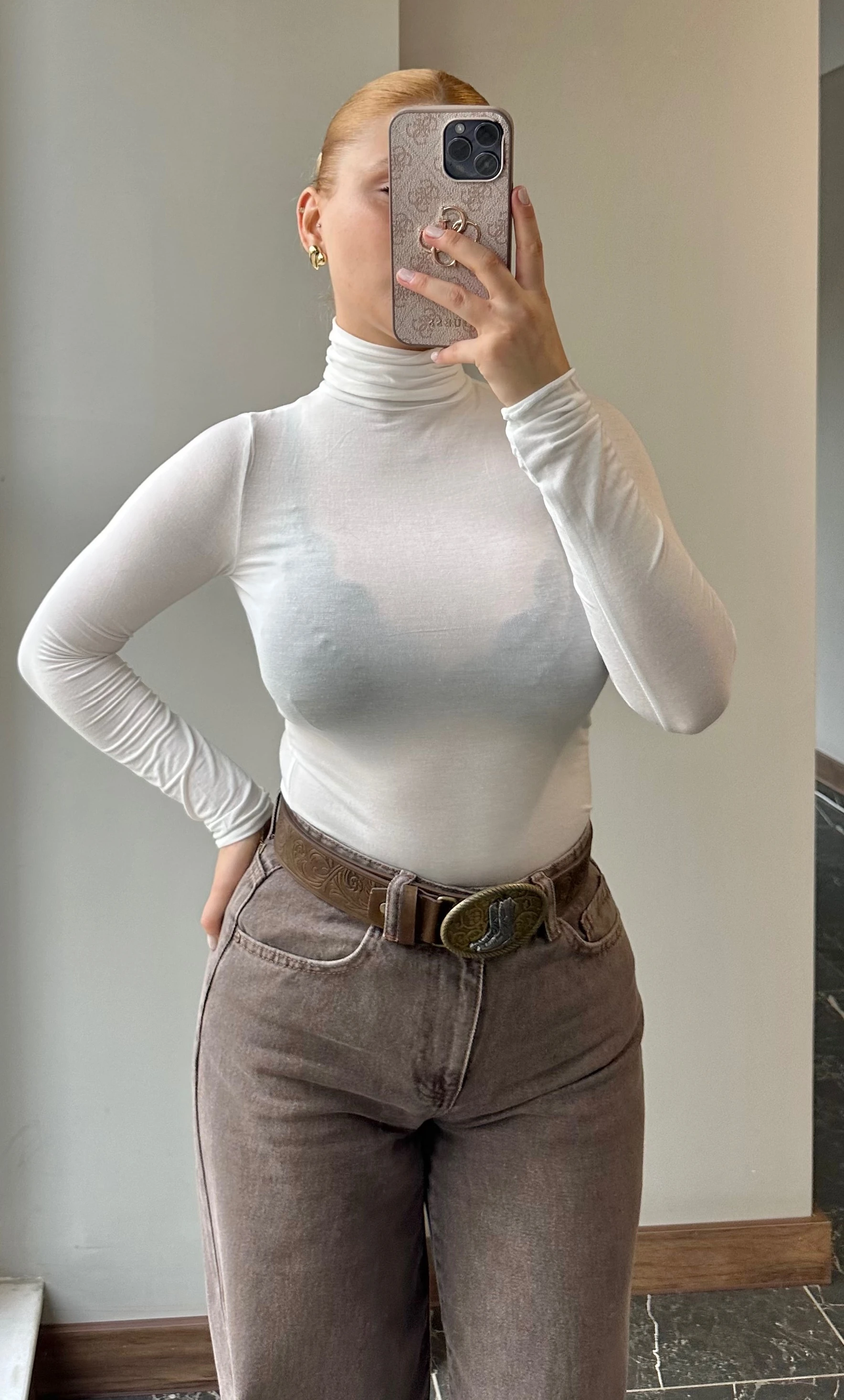 Boğazlı Transparan Bluz - Beyaz