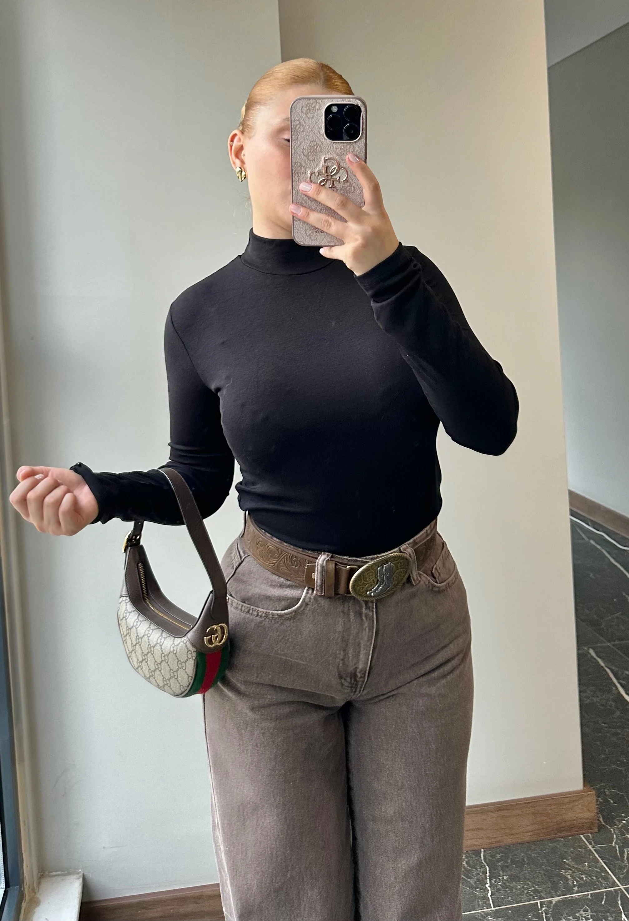 Balıkçı Yaka Uzun Kol Bluz - Siyah