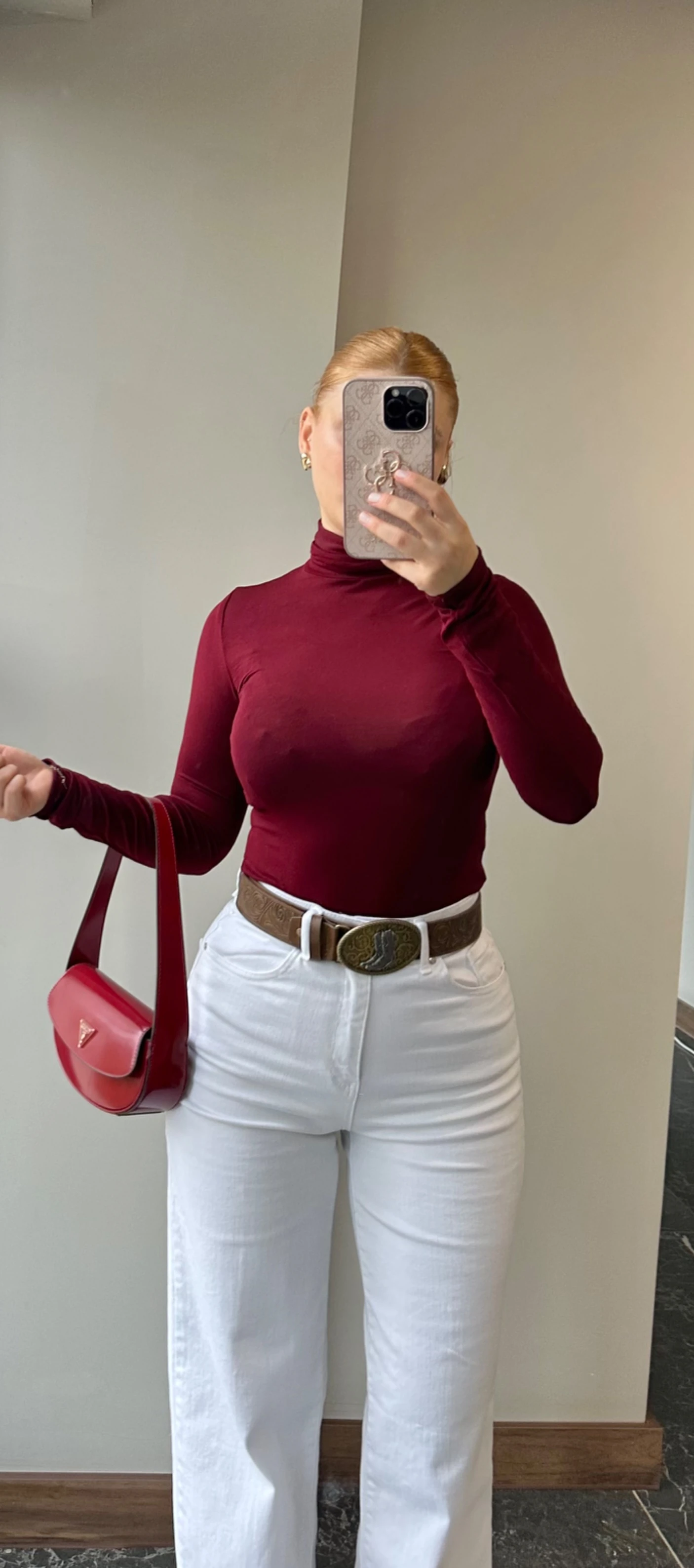 Boğazlı Transparan Bluz - Bordo