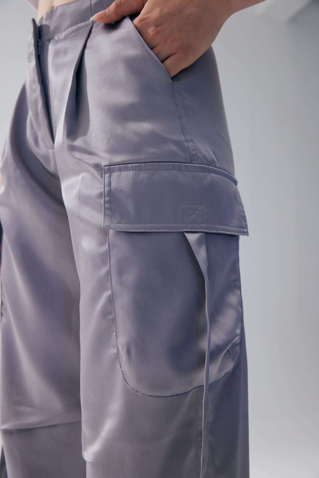 STYLISH SATIN CARGO PANTS